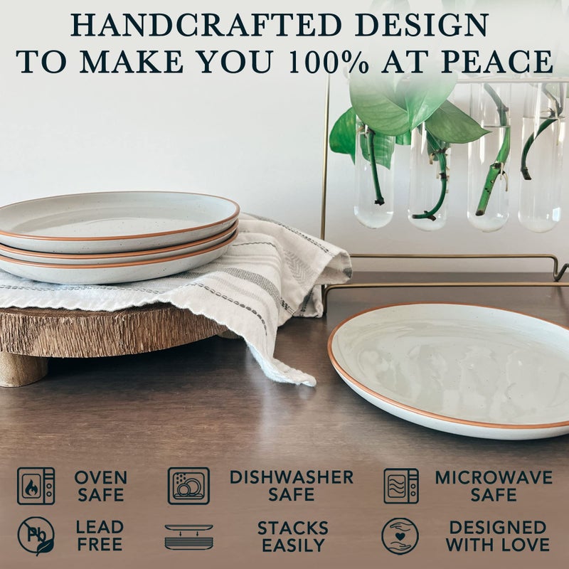 MORA Ceramic Plates Set, 7.8 in - Set of 6 - The Dessert, Salad, Appetizer, Small Dinner etc Plate. Microwave, Oven, and Dishwasher Safe, Scratch Resistant. Kitchen Porcelain Dish - Earl Grey - Image 4